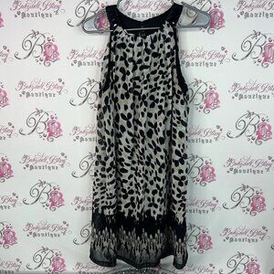 London Times dress jewels detail cheetah leopard print shiny Monochrome Dress